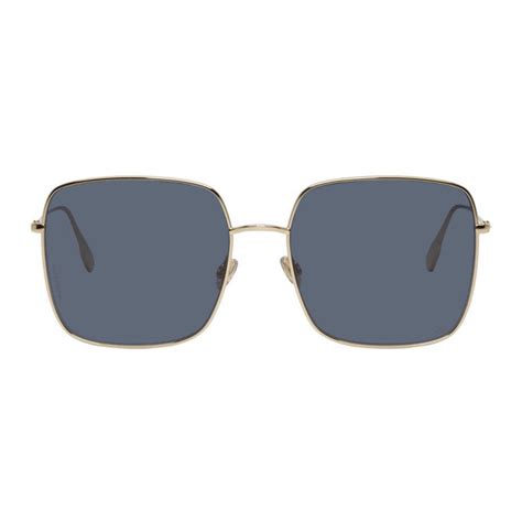 dior diorstellaire1 000.1i|DiorStellaire1 Gold Metal with Blue Lacquer Square Sunglasses.